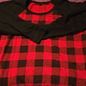 Red and Black Plaid Long Sleeve Shirt